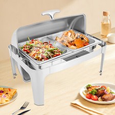 9.54QT Stainless Steel Chafer Buffet Chafing Dish Set Roll Top Food Warmer New  