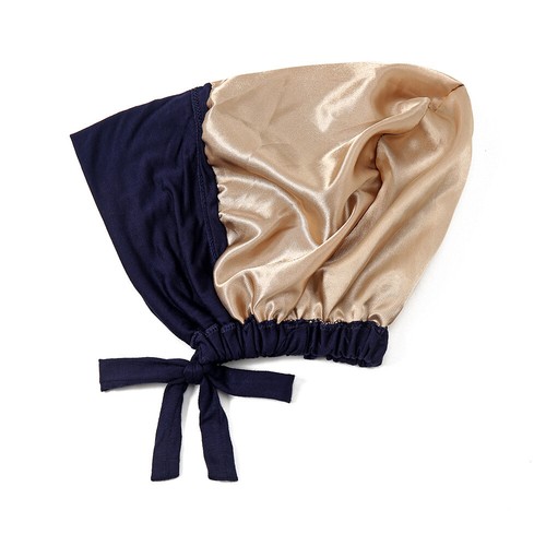 1pc / 2pcs Solid Color Double Layer Satin Jersey Hijab Inner Cap Women's Hat Cap - 第 9/38 張圖片