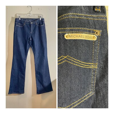 Michael Kors Womens Size 6 Midrise Flare Jeans Dark Denim Blue Cotton Blend NEW