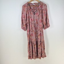 Just Jeans dress womens 8 shift pink floral 3/4 sleeve Vneck viscose 110133