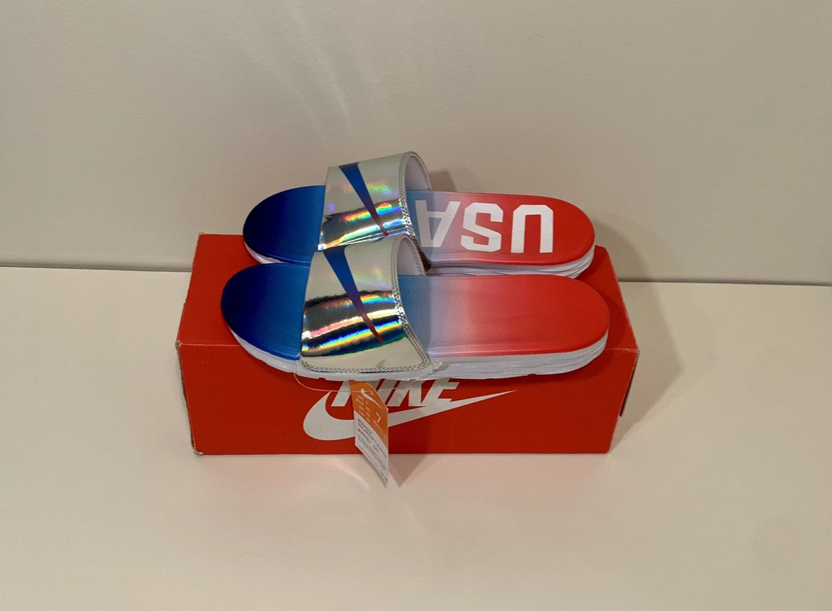Nike Benassi Solarsoft TEAM USA Men's Size 7/Women 8 Slides Sandals World Cup ⚽️
