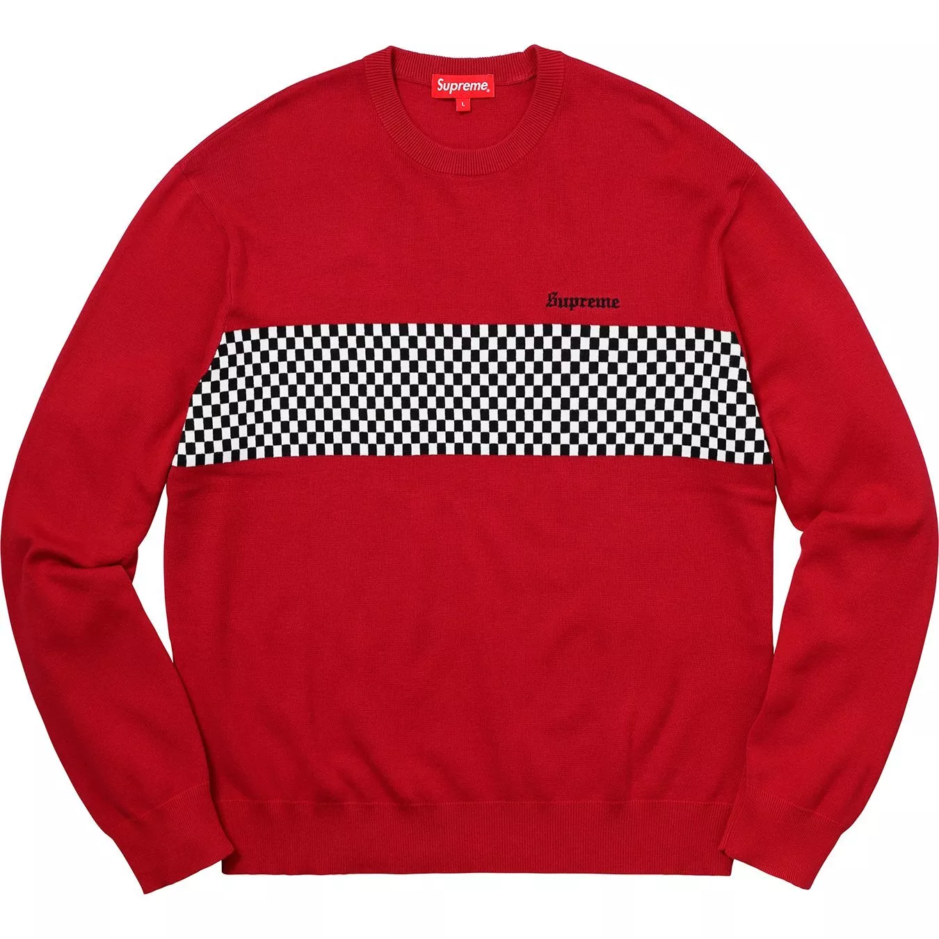 Sweat col rond Supreme à carreaux panneau SS18 (SS18SK10) homme taille L XL