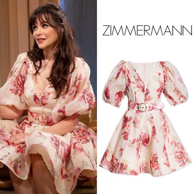 NWOT $1,350 Zimmermann High Tide Puff Sleeve Cream Poppy Floral