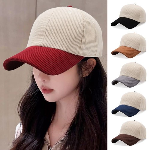 Velvet Corduroy Hat Patchwork Color Design Sun Hat Baseball Cap Outdoor