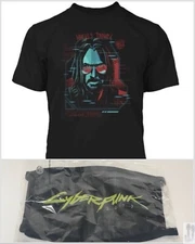 Cyberpunk 2077 - Wheres Johnny Ghost (Keanu Reeves) T-shirt XL + Face Mask - NEW