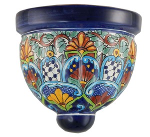 Mexican Ceramic Wall Hanging Planter Folk Art Sconce Handmade Talavera 12 Ebay