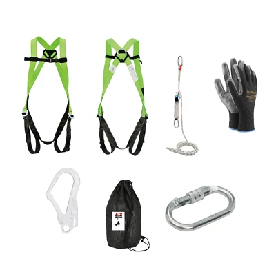 Höhensicherung 10m Dach Auffangerät + Falldämpfer + 1P Auffanggurt + Karabiner - Bild 1 von 4