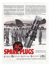 1944 AC Spark Plugs Print Ad Car Parts Advertising WWII Solider War Bond Vintage