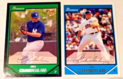 Joba Chamberlain 2007 Bowman Green Parallel & Chrome Team USA SP Rookie Cards - Picture 2 of 6