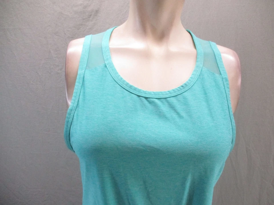 Camiseta sin mangas REEBOK talla S para mujer malla verde azulado cuello redondo nudo atlético corredor espalda 298 Foto 2 de 4