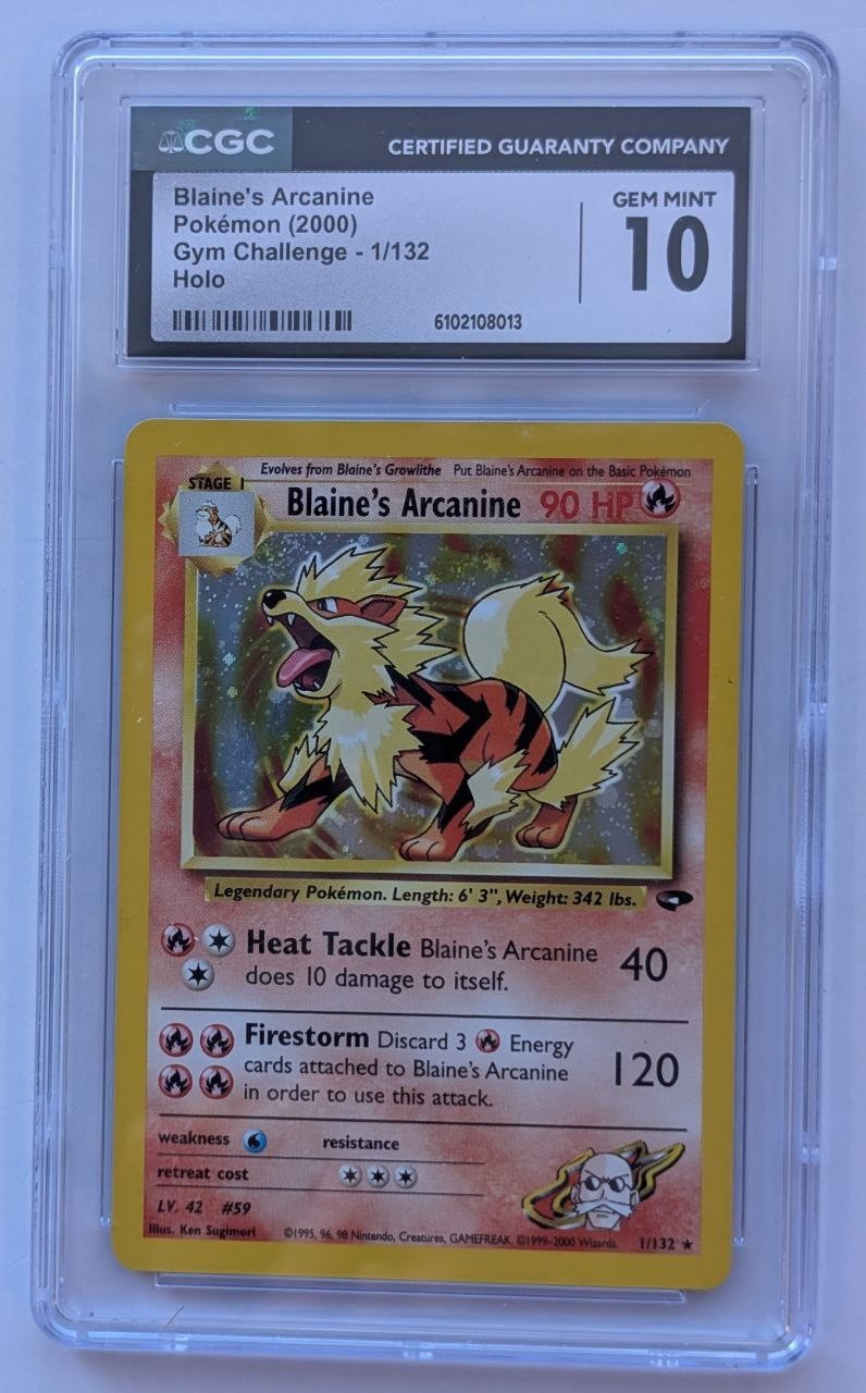 2000 Pokemon Gym Challenge Blaine's Arcanine #1 Holo CGC 10