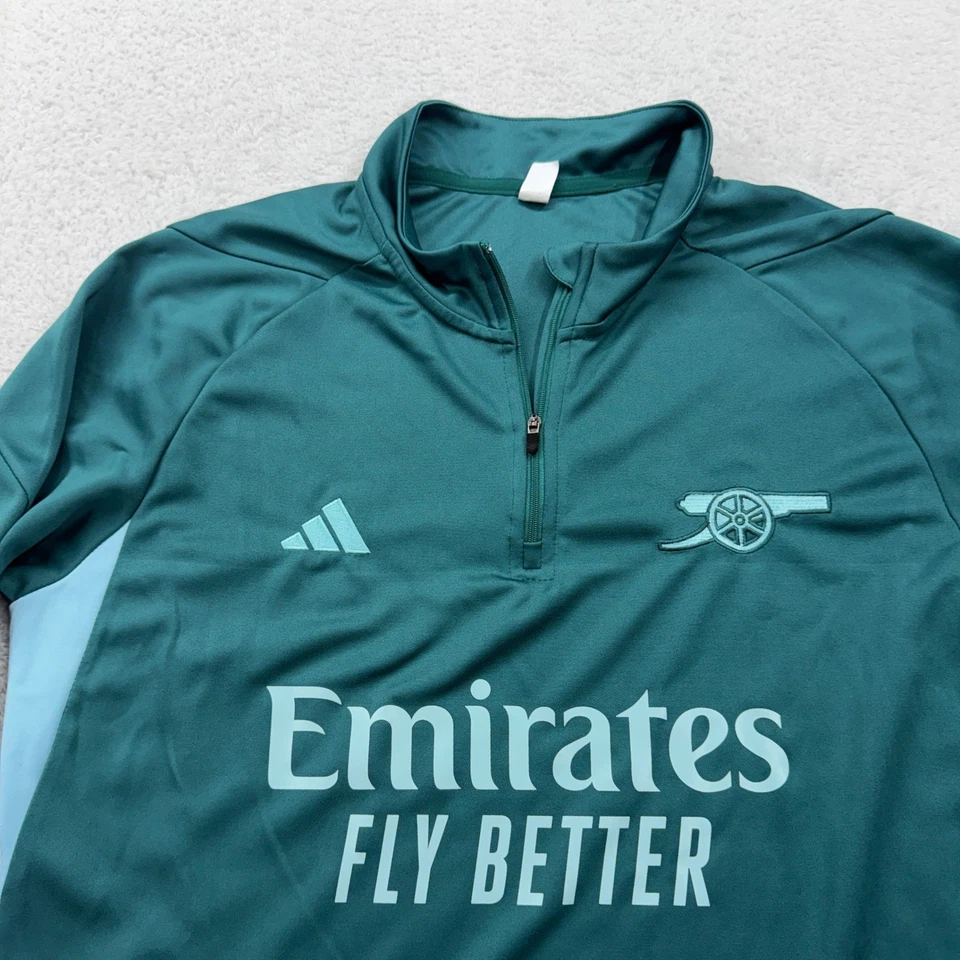 Men's Adidas Arsenal FC Emirates Fly Better 1/4 Zip Track Jacket Green Size M - Image 2 of 4