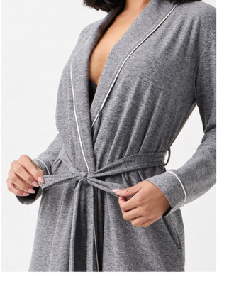 Yitty Cloud Jersey Sleep Robe Size Medium Charcoal Grey Heather