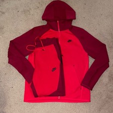 BUY nike tech fleece tracksuit university red medium small 928483 805162-677