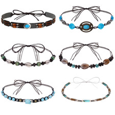 6Pcs Cowboy Hat Bands Ethnic Western Hat Bands for Cowboy Hats Leather Cowgirl T