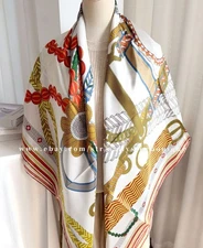 2025 Sallys 100% Twill Silk Wrap Scarf Stole Tassels Print Square Shawl 53"