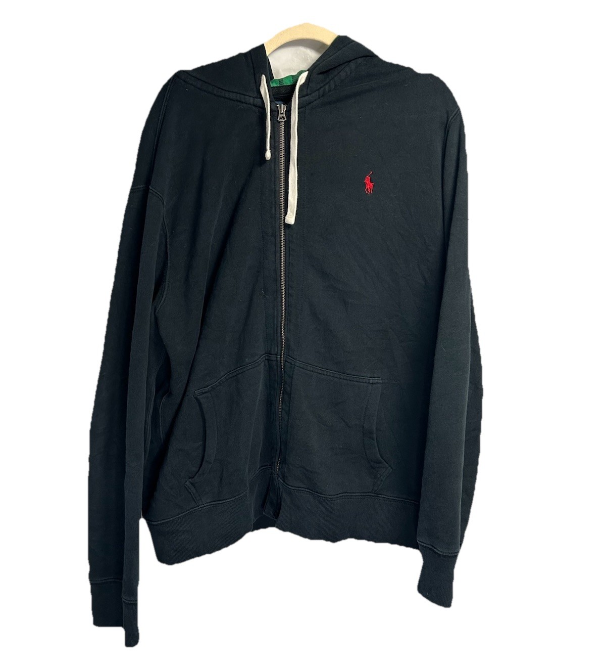 Giacca Polo Ralph Lauren vintage full zip uomo XL nera con cappuccio pony coulisse