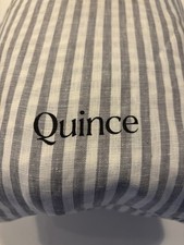 QUINCE EUROPEAN LINEN King/CAL King DUVET COVER GREY WHITE STRIPE