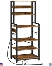 Bakers Rack with Power Outlet, 68.1" Microwave Stand, 7-Tier Kitchen Shelf