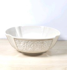 Lenox USA Porcelain Serving Bowl Bordeaux Centerpiece Embossed Grape Leaf Footed