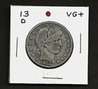1913 "D" BARBER HALF DOLLAR***VG+***