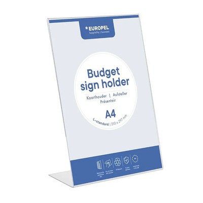 Europel Budget Schilderhalter, L-Standard, A4 Format Hochformat, transparentes Polystyrol