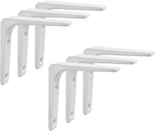 6 Pcs White Shelf Bracket 100mm x 100mm L Shape Shelving Brackets Support Brack