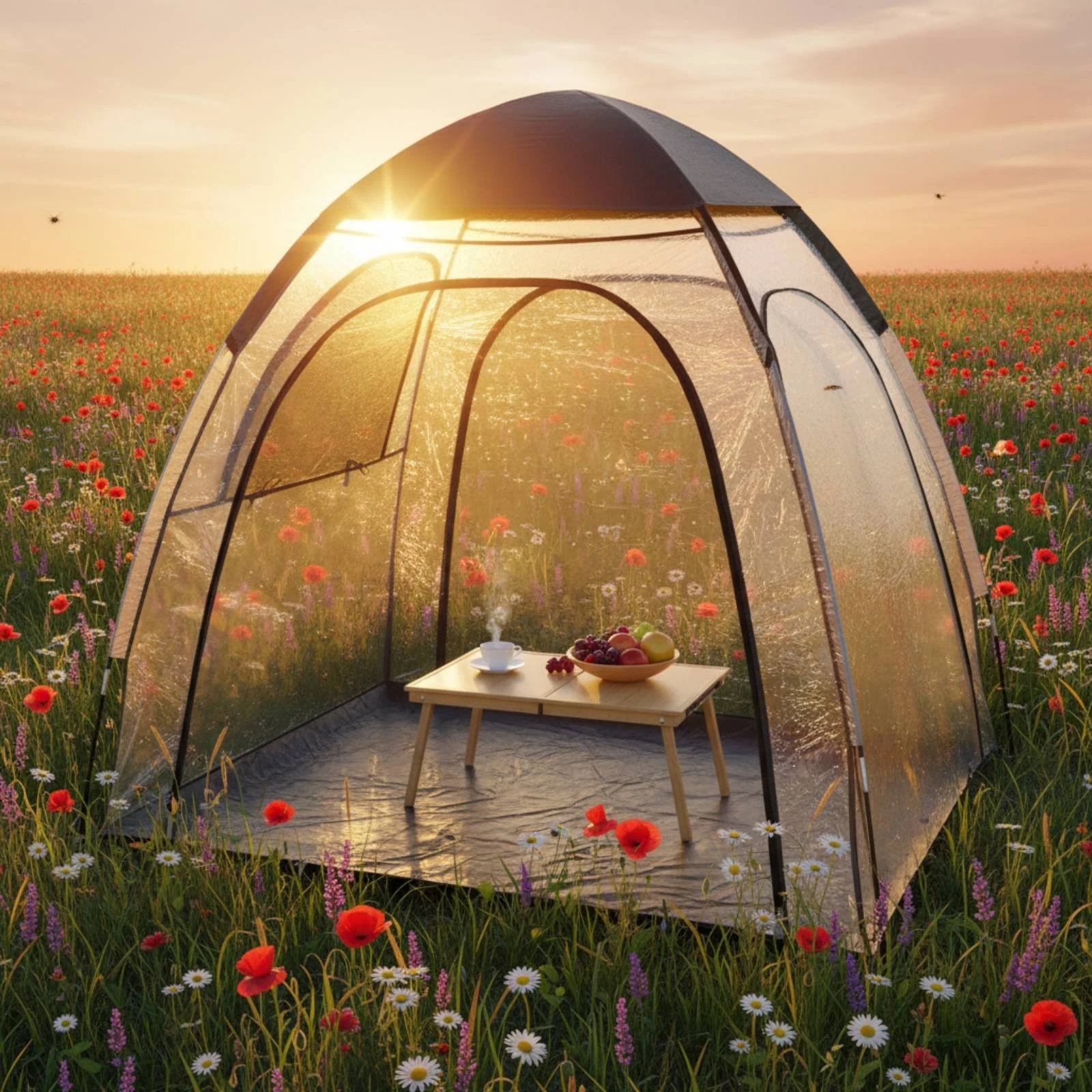 Transparent Camping Tent Warm Portable Instant Shelter Thickened PVC for