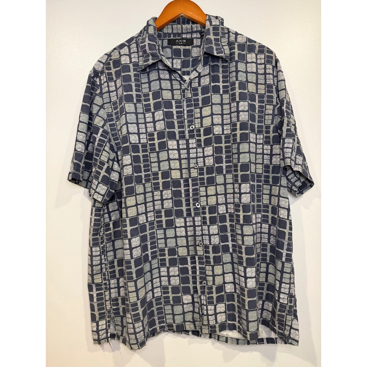 Axis Silk Short Sleeve Geometric Casual Button-Down Shirts for Men