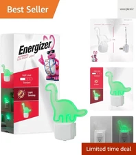Long-Neck Dinosaur Night Light, Neon, Auto On/Off, Green