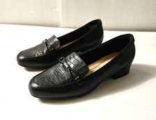 Clarks Collection Juliet Shine Leather Slip-On Loafer Black Women's Size 7W NEW