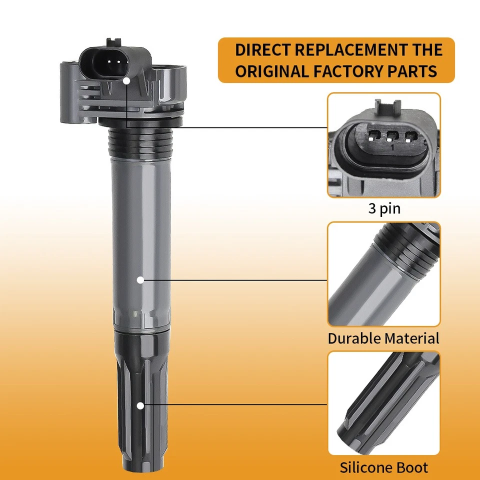 4x bobinas de encendido y 4x bujías de iridio para Fiat 500 1.4 UF649 2012-2016 Foto 3 de 4