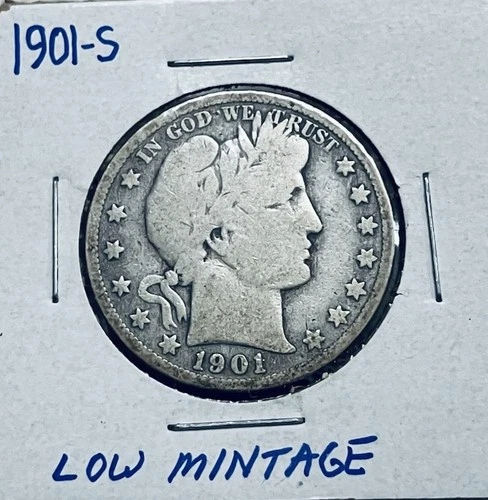 1901-S Barber Half Dollar, Choice Very Good, Scarce Semi Key Date