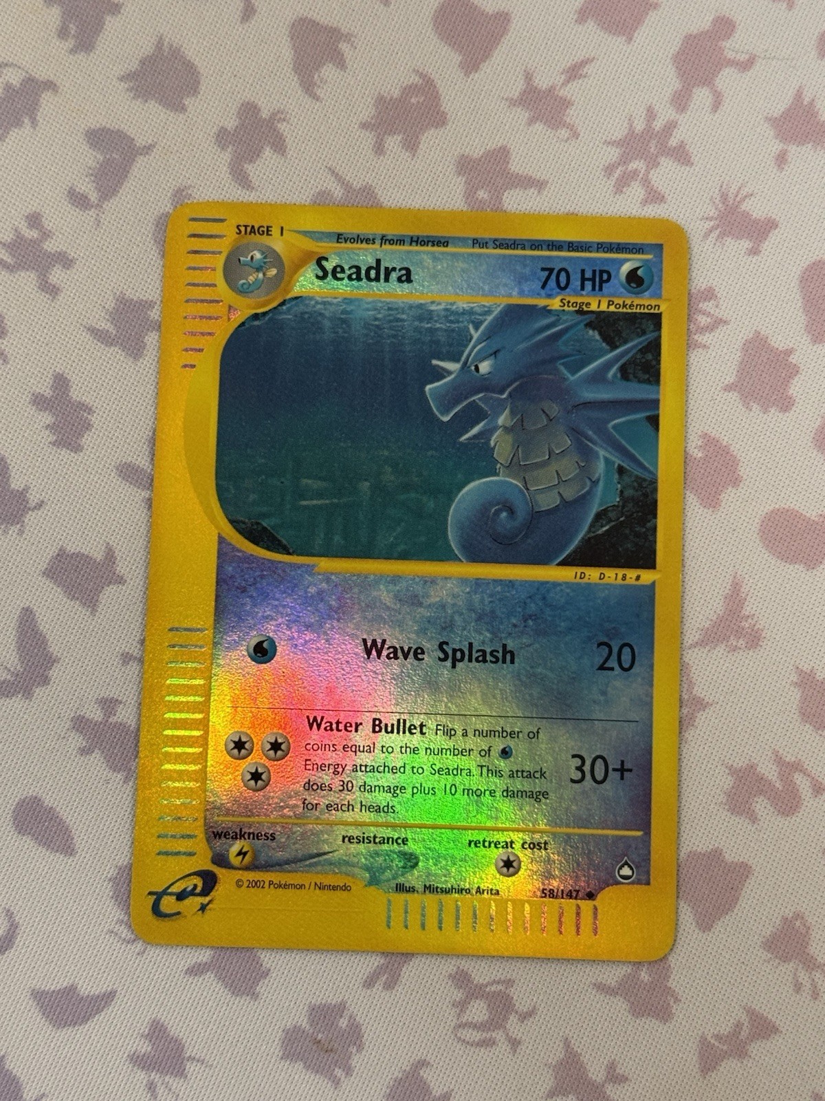 2002 Seadra - 58/147 - Pokemon Reverse Holo Card aquapolis. NEAR MINT- MINT