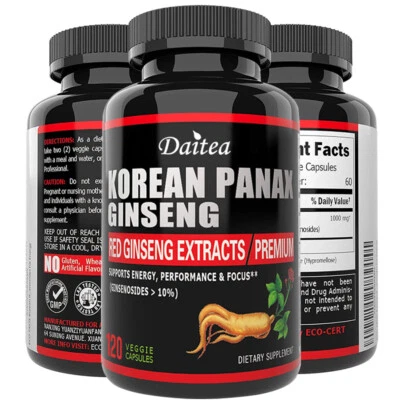DAITEA Ginseng Rosso Coreano Capsule 1.000mg Estratto di Panax Rosso Alta Resistenza