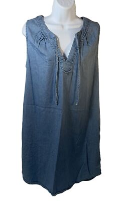 ヴィンテージ Old Navy Shift Dress Medium Sleeveless Denim Look Wide Neck Style
