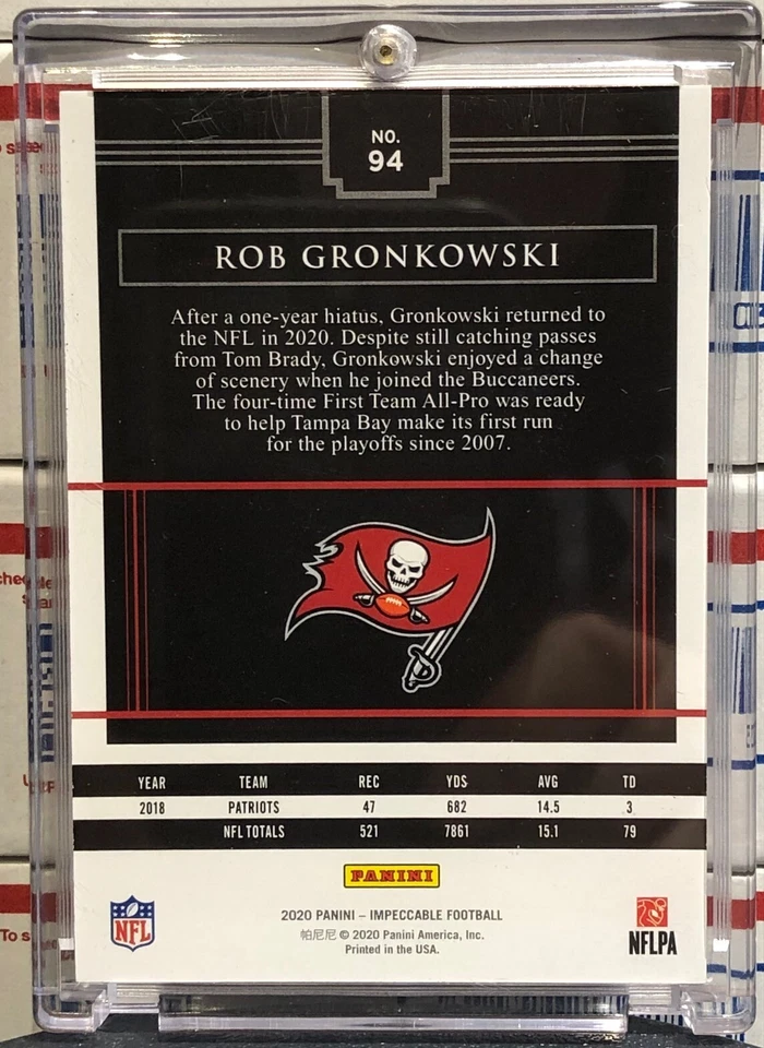 2020 PANINI IMPECCABLE ROB GRONKOWSKI, #94, SERIAL #39/75, SUPER BOWL CHAMP, HOF - Image 2 of 2