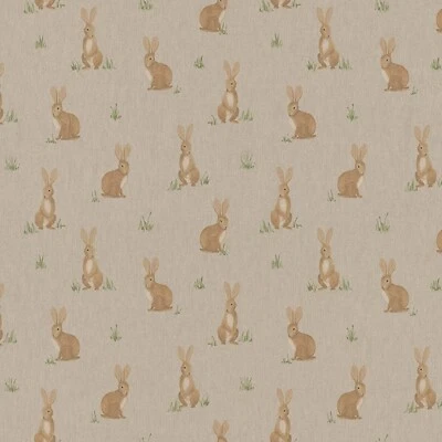 B&B FABRICS, SWAFING Dekostoff, Balingen, bedruckte Leinenoptik Kaninchen/ Feldhasen Bunt 140cm
