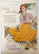 Boat Woman Pepsi Vintage 1956 Magazine Print Ad Glass Bottle Soda Skirt