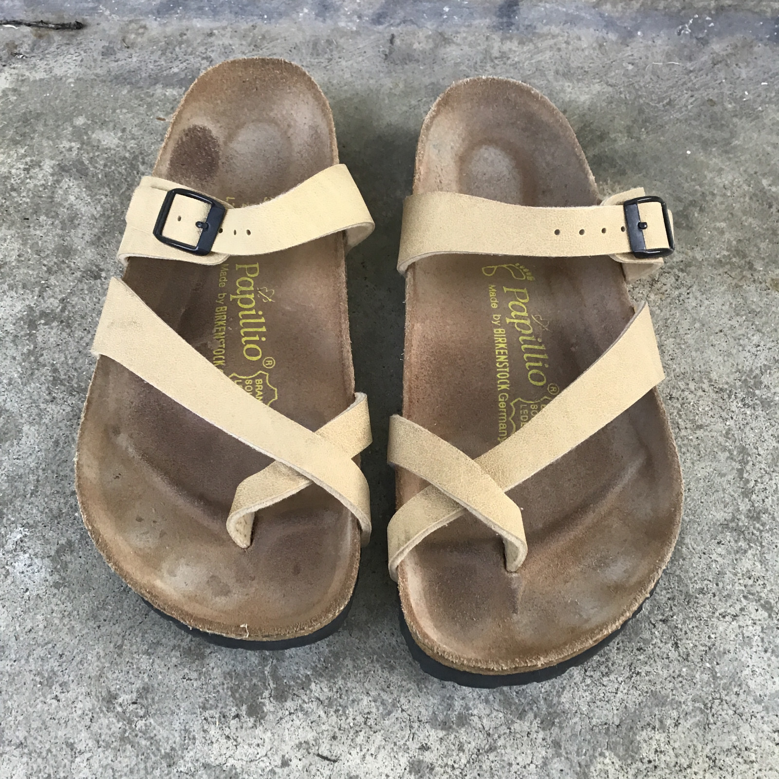 Papillio BIRKENSTOCK Sandals Mayari Toe Strap Beige Shoes Womens 38 L7 |  eBay
