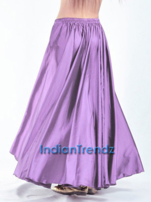 Medium Purple Full Circle Satin Long Skirt Swing Belly Dance