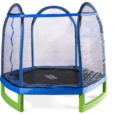 7-Foot My First Trampoline Hexagon (Ages 3-10) for Kids Outdoor Blue/Green