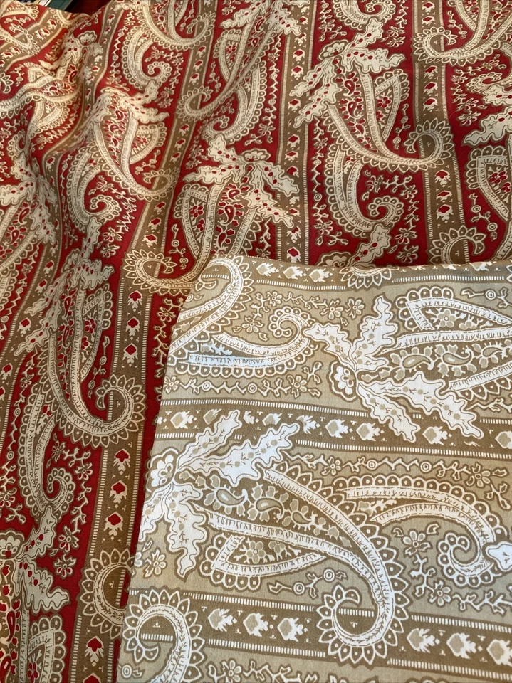rare Eddie Bauer - Vtg DUVET Gorgeous Queen Red Tan Paisley, Reversible - Image 2 of 4
