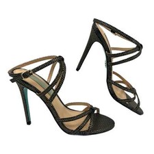 Betsey Johnson Black Gold Strappy Stiletto Heels Size 6