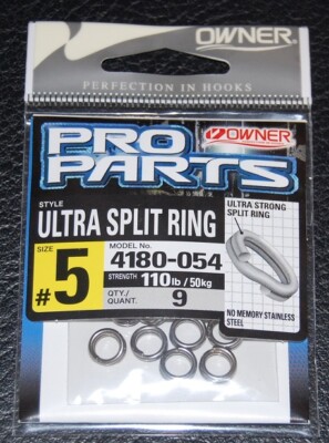9 Pack - OWNER Ultra Stainless Steel Split Rings 4180-054 Size 5 - 110lb Rating