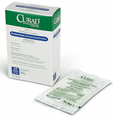 CURAD Oil Emulsion Dressing - 3x8 Inch Non-Adherent Gauze, 24 Count Pack Of 6