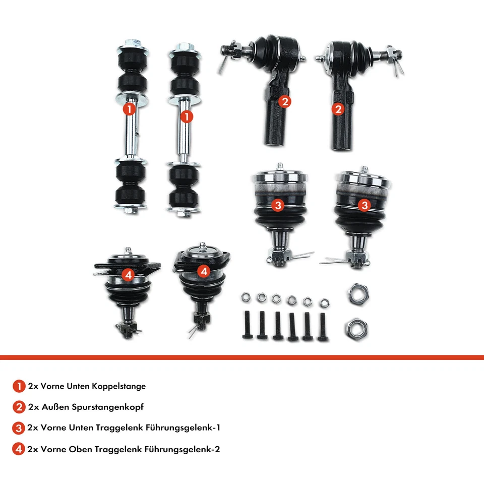 8x Bras Pièce Essieu Avant pour Chevrolet Camaro Pontiac Firebird FS67 92-02 - Photo 3/4