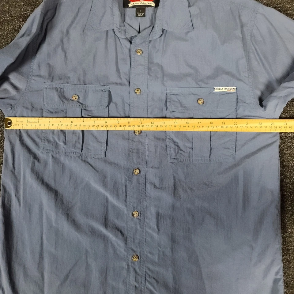 Helly Hansen Shirt Mens Medium Gray Nylon Fishing Outdoor Short Sleeve Button Up - Image 4 of 4