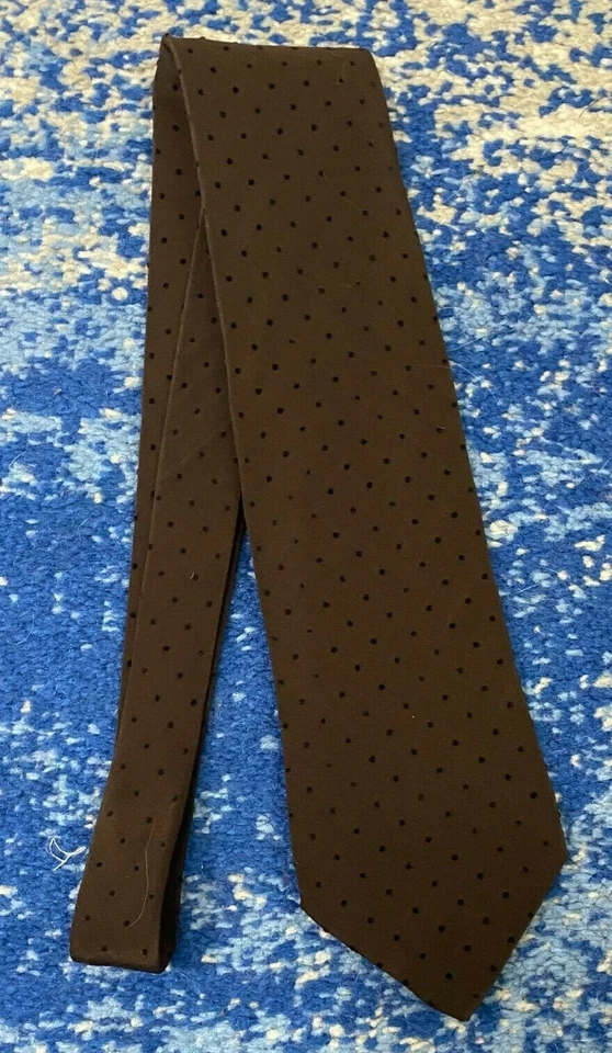 NUEVA Corbata De Colección Giorgio Armani Marrón Seda Terciopelo Lunares Italia Foto 2 de 4