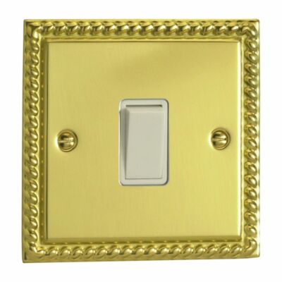 Varilight XG1W Georgian Poliertes Messing 1 Gang 10A 1 oder 2 Wege Wippe Lichtschalter